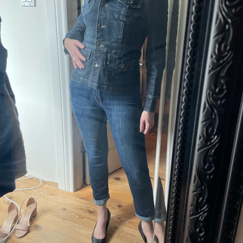 Vintage Reitmans Constrast safari style jean jacket!